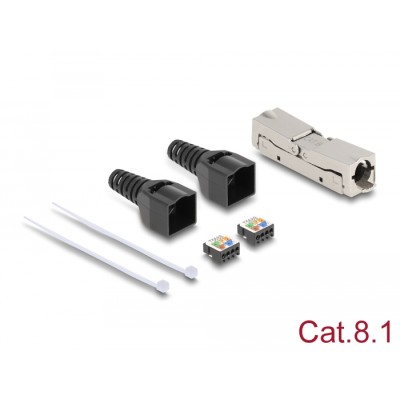 Delock RJ45 Coupler LSA to LSA with strain relief Cat.8.1 toolfree
