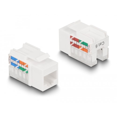 Delock Keystone LSA Set with clip-on holder RJ45 / RJ11 Cat.6 black