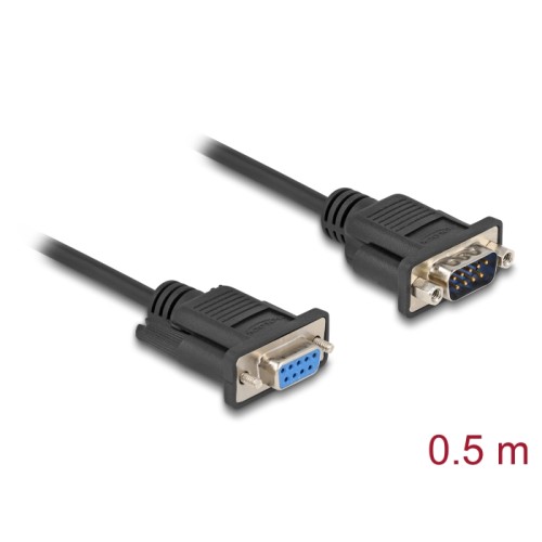 Delock RS-232 Cable Serial D-Sub9 male to female with narrow plug housing 0.5 m