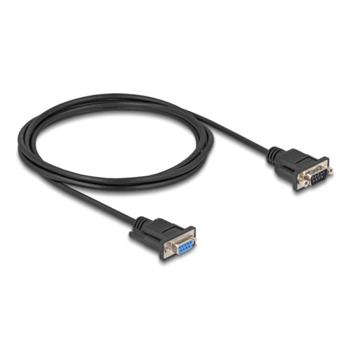 Delock RS-232 Cable Serial D-Sub9 male to female with narrow plug housing 2 m