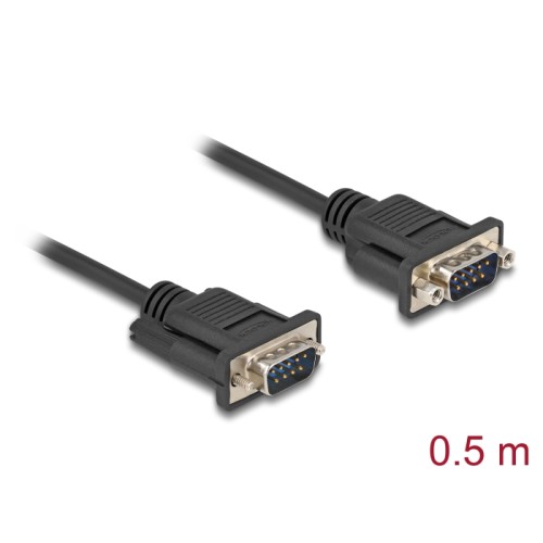 Delock RS-232 Cable Serial D-Sub9 male to male with narrow plug housing 0.5 m