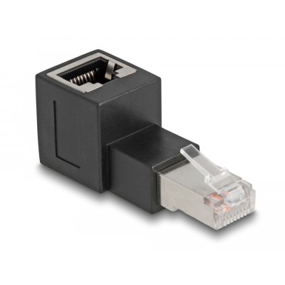 Delock RJ45 plug to RJ45 jack Adapter Cat.6A 90° upwards angled