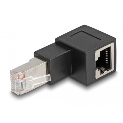 Delock RJ45 plug to RJ45 jack Adapter Cat.6A 90° upwards angled 2