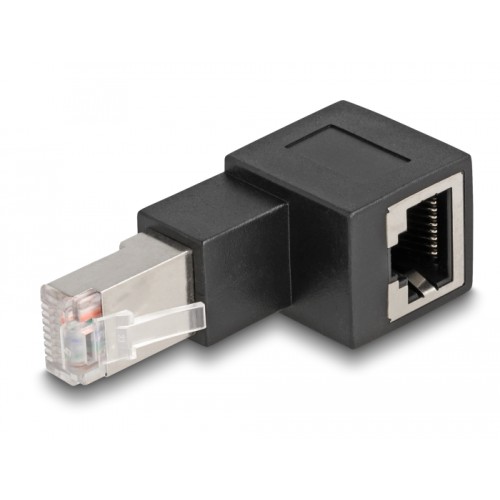 Delock RJ45 plug to RJ45 jack Adapter Cat.6A 90° upwards angled