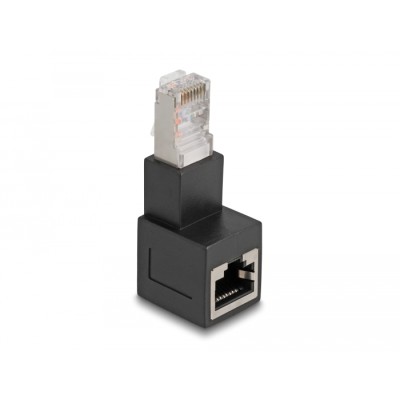 Delock RJ45 plug to RJ45 jack Adapter Cat.6A 90° downwards angled