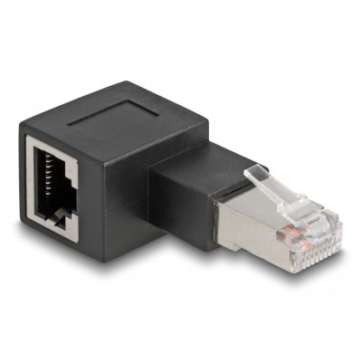 Delock RJ45 plug to RJ45 jack Adapter Cat.6A 90° left angled