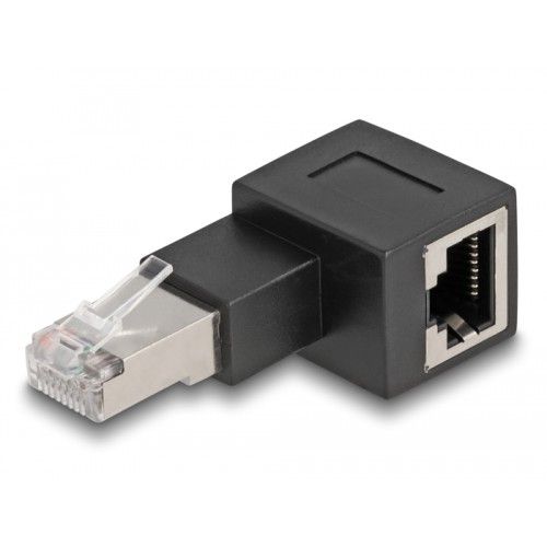 Delock RJ45 plug to RJ45 jack Adapter Cat.6A 90° right angled