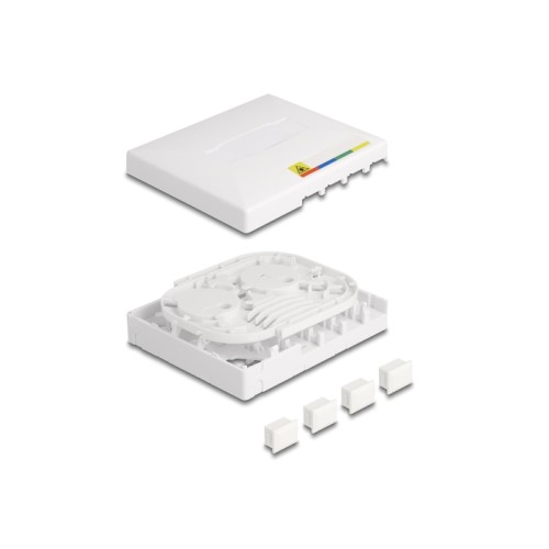 Delock Optical Fiber Connection Box FTTH for wall mounting for 4 x SC Simplex or LC Duplex white