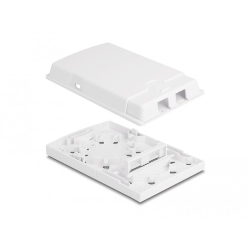 Delock Optical Fiber Connection Box for wall mounting for 2 x SC Simplex or LC Duplex white