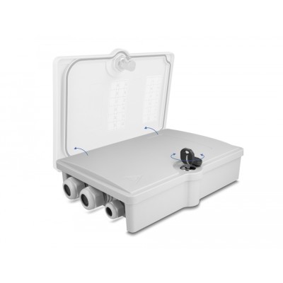 Delock Fiber Optic Distribution Box for indoor and outdoor IP55 waterproof lockable 6 port grey