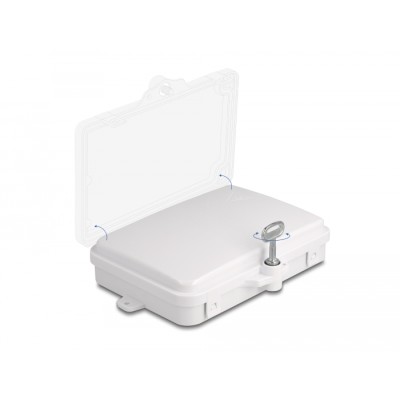 Delock Fiber Optic Distribution Box for indoor and outdoor IP65 waterproof lockable 6 port white