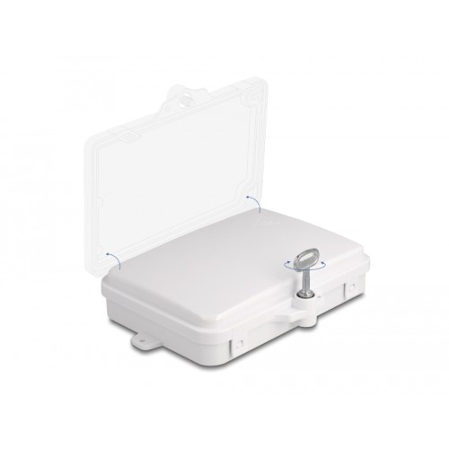 Delock Fiber Optic Distribution Box for indoor and outdoor IP65 waterproof lockable 6 port white