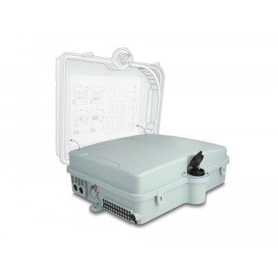 Delock Fiber Optic Distribution Box for indoor and outdoor IP65 waterproof lockable 24 port grey