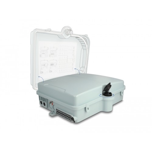 Delock Fiber Optic Distribution Box for indoor and outdoor IP65 waterproof lockable 24 port grey