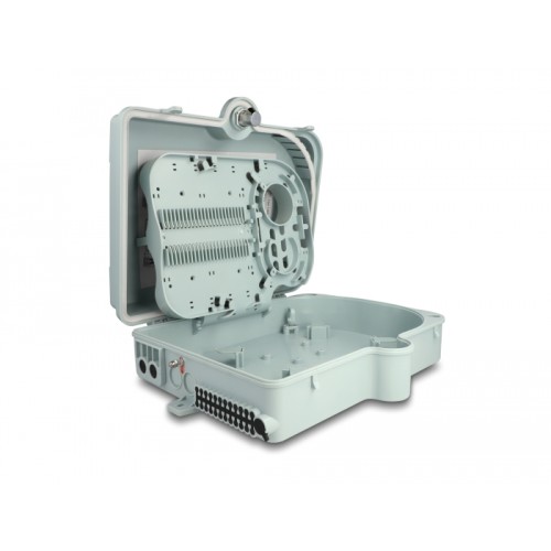 Delock Fiber Optic Distribution Box for indoor and outdoor IP65 waterproof lockable 24 port grey