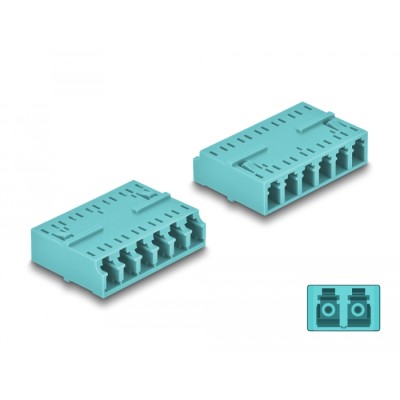 Delock Optical Fiber Coupler HD LC Hexaplex female to LC Hexaplex female aqua