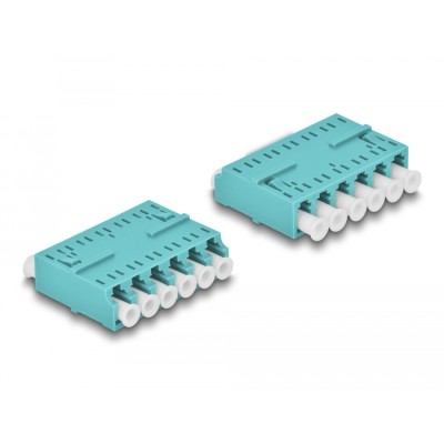 Delock Optical Fiber Coupler HD LC Hexaplex female to LC Hexaplex female aqua 2