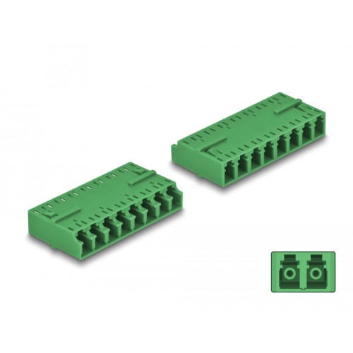 Delock Optical Fiber Coupler HD LC Octuplex female to LC Octuplex female green