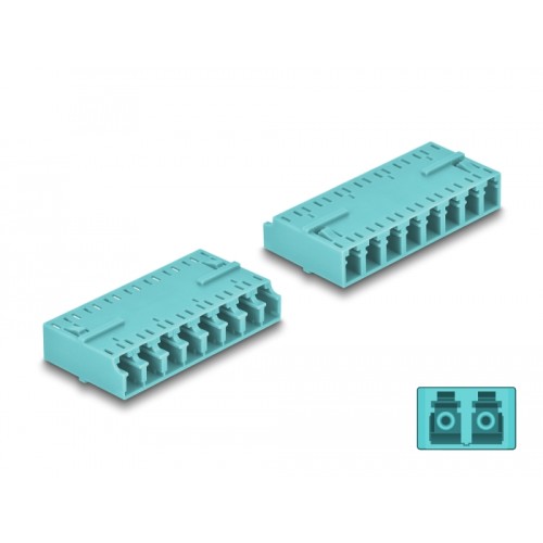 Delock Optical Fiber Coupler HD LC Octuplex female to LC Octuplex female aqua