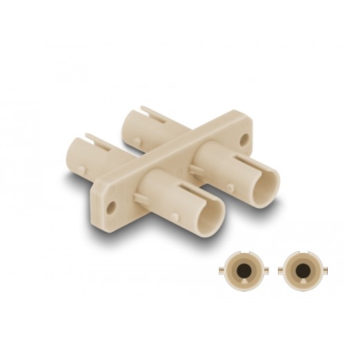 Delock Optical Fiber Coupler ST Duplex female to ST Duplex female beige
