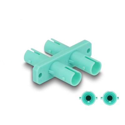 Delock Optical Fiber Coupler ST Duplex female to ST Duplex female aqua