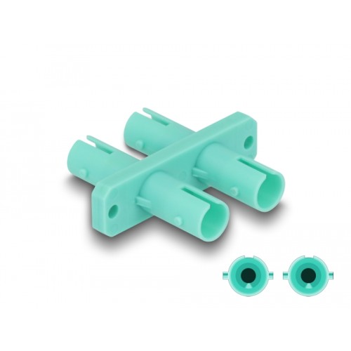Delock Optical Fiber Coupler ST Duplex female to ST Duplex female aqua