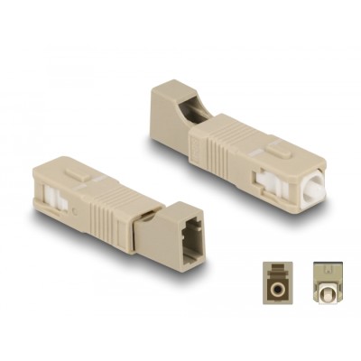 Delock Optical Fiber Hybrid Coupler SC Simplex male to LC Simplex female beige