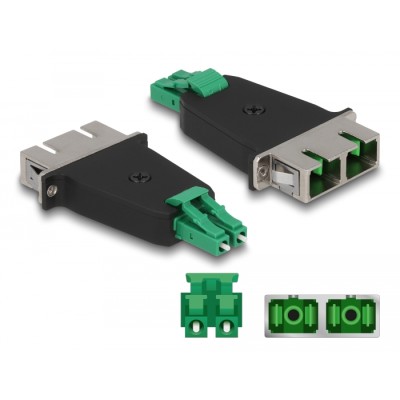 Delock Optical Fiber Hybrid Coupler LC Duplex male to SC Duplex female green