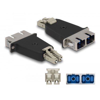 Delock Optical Fiber Hybrid Coupler LC Duplex male to SC Duplex female beige