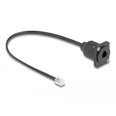 Delock D-Type RJ10 cable plug to jack black 30 cm 2