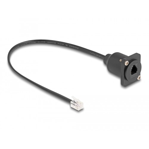 Delock D-Type RJ10 cable plug to jack black 30 cm