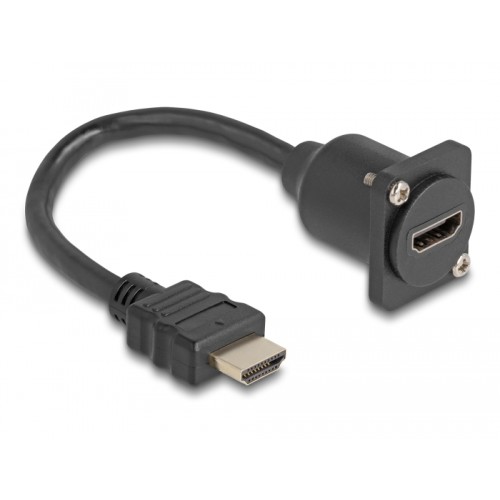 Delock D-Type HDMI cable male to female black 20 cm