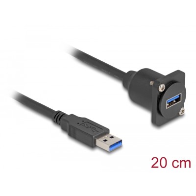 Delock D-Type USB 5 Gbps Cable Type-A male to Type-A female black 20 cm