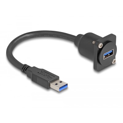 Delock D-Type USB 5 Gbps Cable Type-A male to Type-A female black 20 cm 2