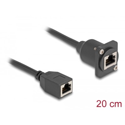 Delock D-Type RJ45 cable jack to jack Cat.5e black 20 cm