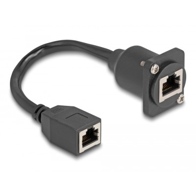 Delock D-Type RJ45 cable jack to jack Cat.5e black 20 cm 2