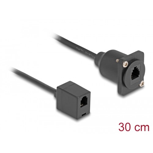 Delock D-Type RJ10 cable jack to jack black 30 cm