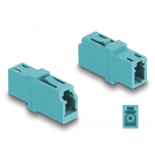 Delock Optical Fiber Coupler LC Simplex female to LC Simplex female OM3 aqua