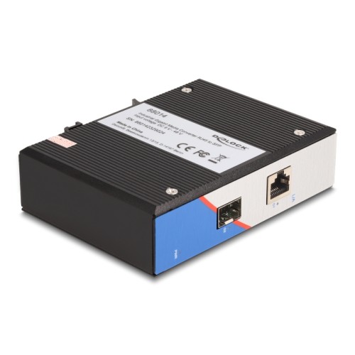 Delock Industrial Gigabit Media Converter RJ45 to SFP for DIN rail