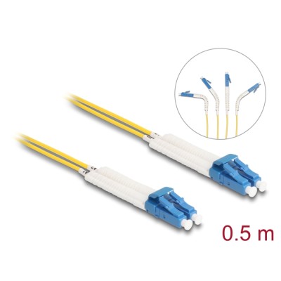 Delock Optical Fiber Cable LC Duplex to LC Duplex singlemode OS2 angled 0.5 m