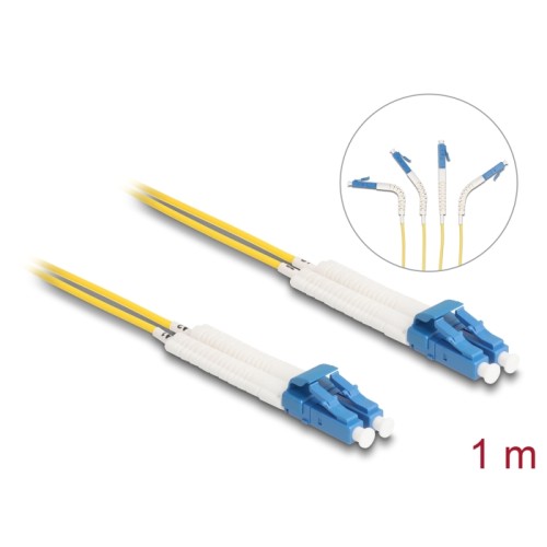 Delock Optical Fiber Cable LC Duplex to LC Duplex singlemode OS2 angled 1 m