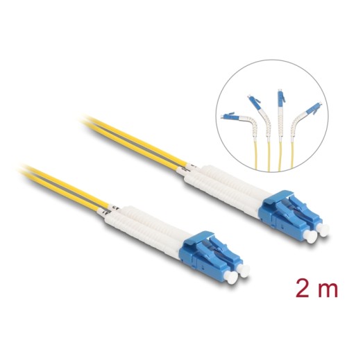 Delock Optical Fiber Cable LC Duplex to LC Duplex singlemode OS2 angled 2 m