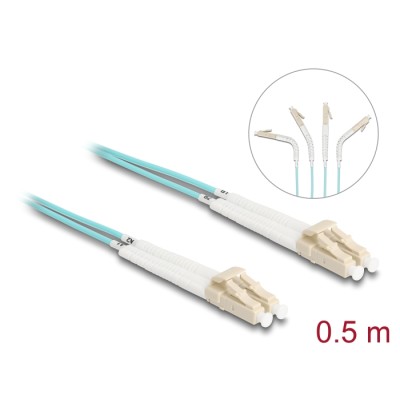 Delock Optical Fiber Cable LC Duplex to LC Duplex Multi-mode OM3 angled 0.5 m