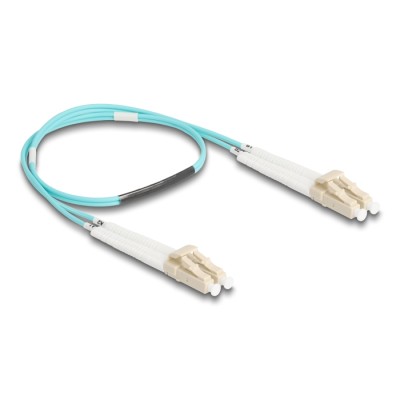 Delock Optical Fiber Cable LC Duplex to LC Duplex Multi-mode OM3 angled 0.5 m 2