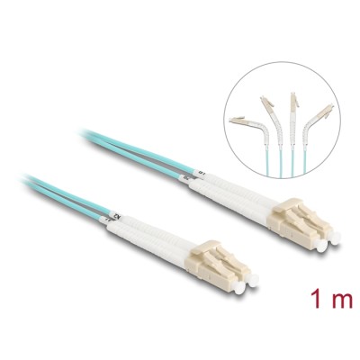 Delock Optical Fiber Cable LC Duplex to LC Duplex Multi-mode OM3 angled 1 m