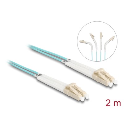 Delock Optical Fiber Cable LC Duplex to LC Duplex Multi-mode OM3 angled 2 m