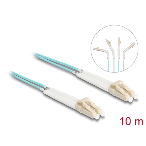 Delock Optical Fiber Cable LC Duplex to LC Duplex Multi-mode OM3 angled 10 m
