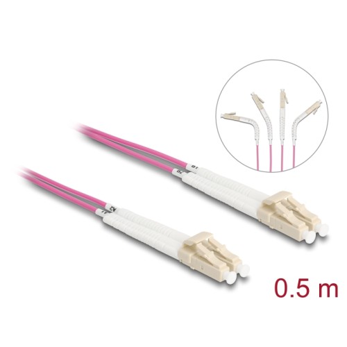 Delock Optical Fiber Cable LC Duplex to LC Duplex Multi-mode OM4 angled 0.5 m