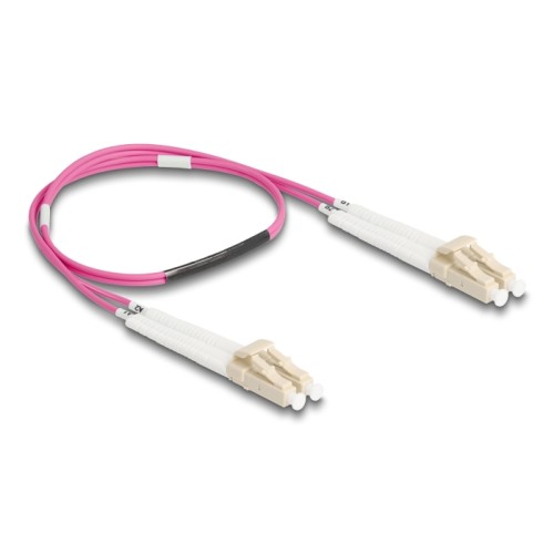 Delock Optical Fiber Cable LC Duplex to LC Duplex Multi-mode OM4 angled 0.5 m