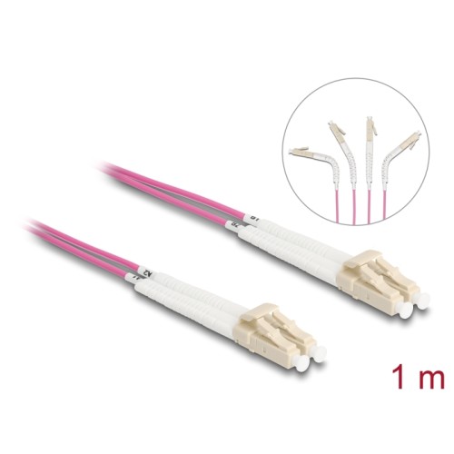 Delock Optical Fiber Cable LC Duplex to LC Duplex Multi-mode OM4 angled 1 m